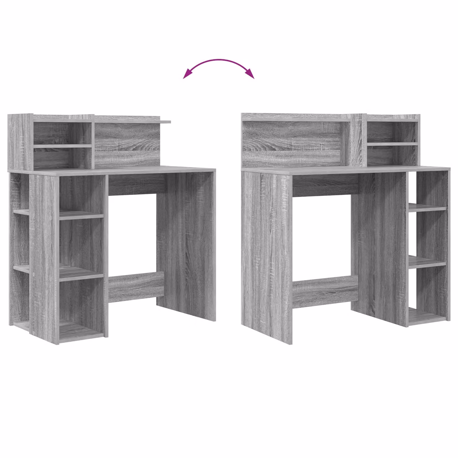 Berkfield Modern Writing Desk with Storage in Grey Sonoma, W/D/H: 90 x 48 x 101.5 cm – 6