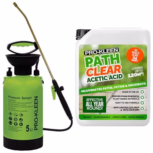 Pro-Kleen Path Cleaner Acetic Acid Concentrated 30% 5L with 5L Manual Pressure Sprayer