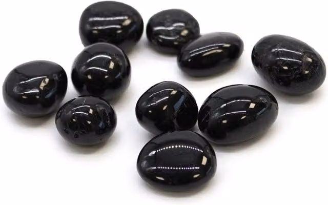KDMK 24 Pack of Large Black Tumbled Organic Tourmaline Stones
