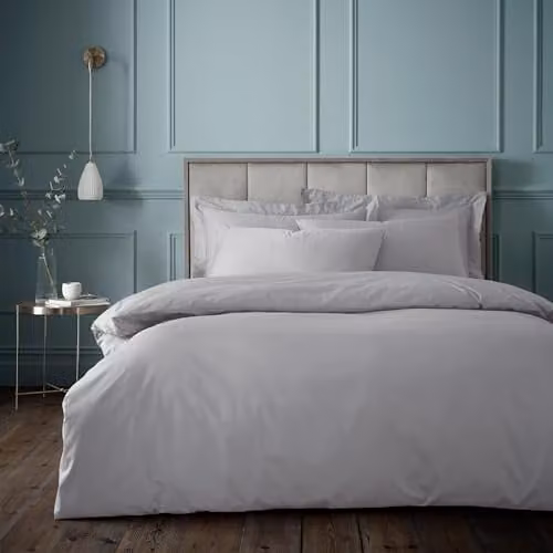 Bianca 180 Thread Count Egyptian Cotton Single Duvet Cover and Pillowcase Set in Silver Grey, Duvet Cover: 135 x 200 cm, Pillowcase: 50 x 75 cm