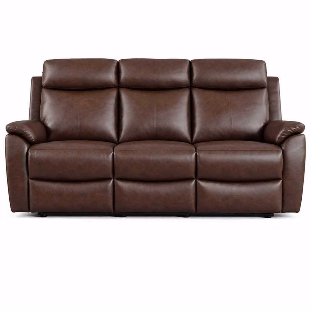 Furnishings For Less UK Ferndale 3 + 2 Manual Recliner Sofa Set in Brown Synthetic Leather – 3