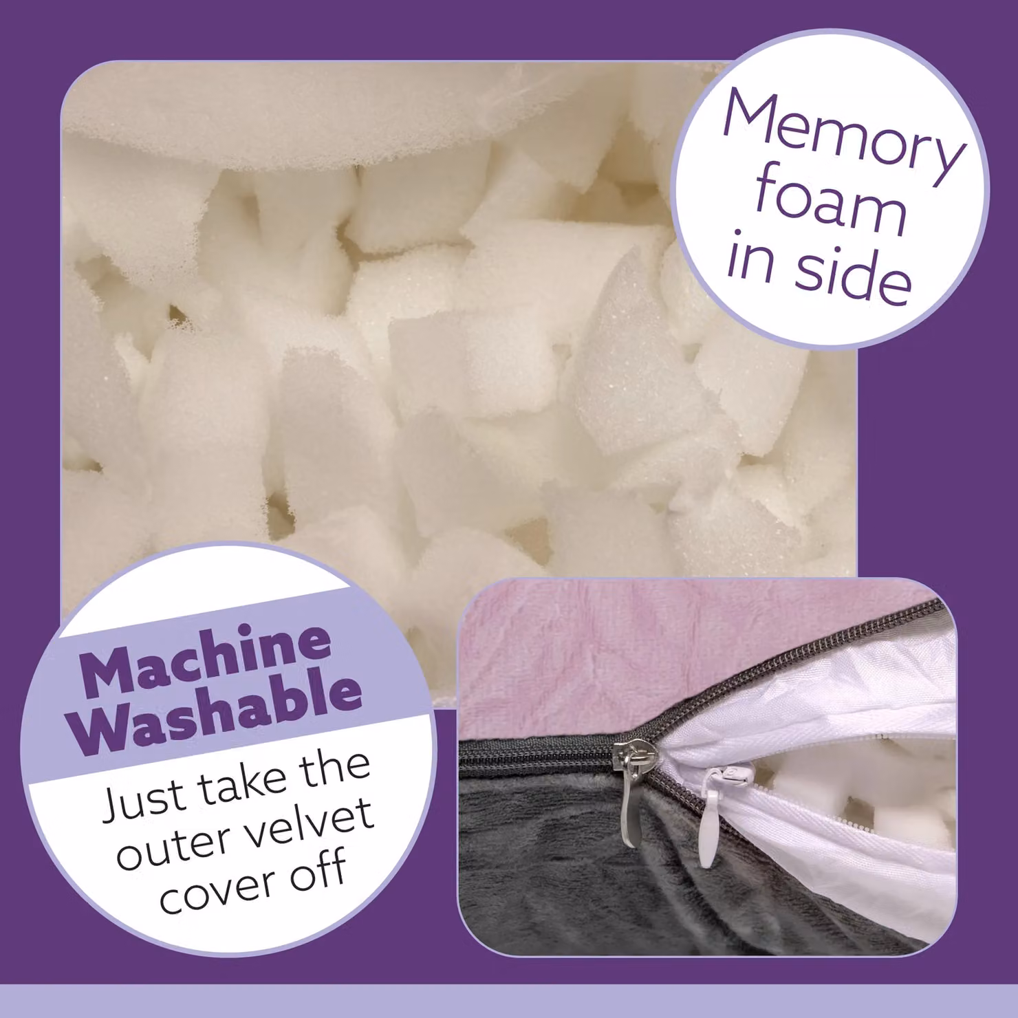 Aamira Pink and Grey C Shaped Pregnancy Pillow with Shredded Memory Foam, W/D/H: 140 x 65 x 20 cm – 6