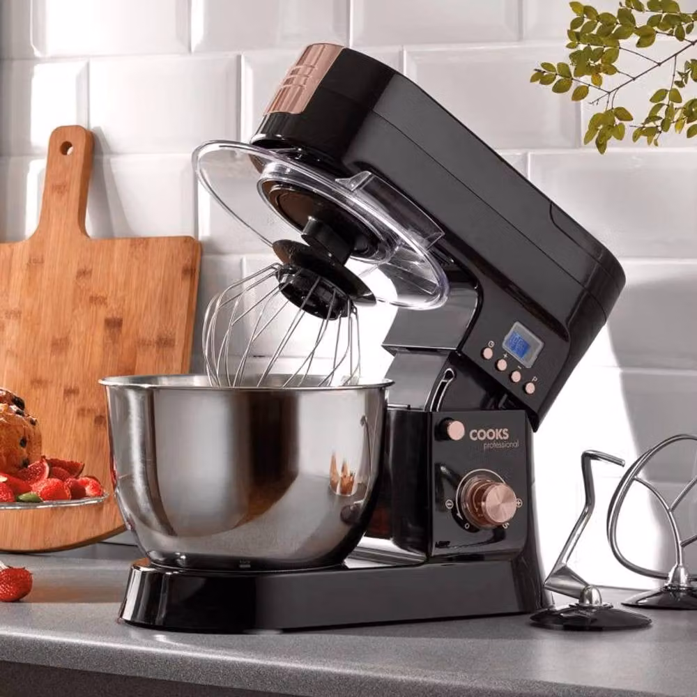 Cooks Professional Multifunction Stand Mixer 1200W with Mincer and Blender, 6.2L Stainless Steel Bowl, Black and Gold – 2