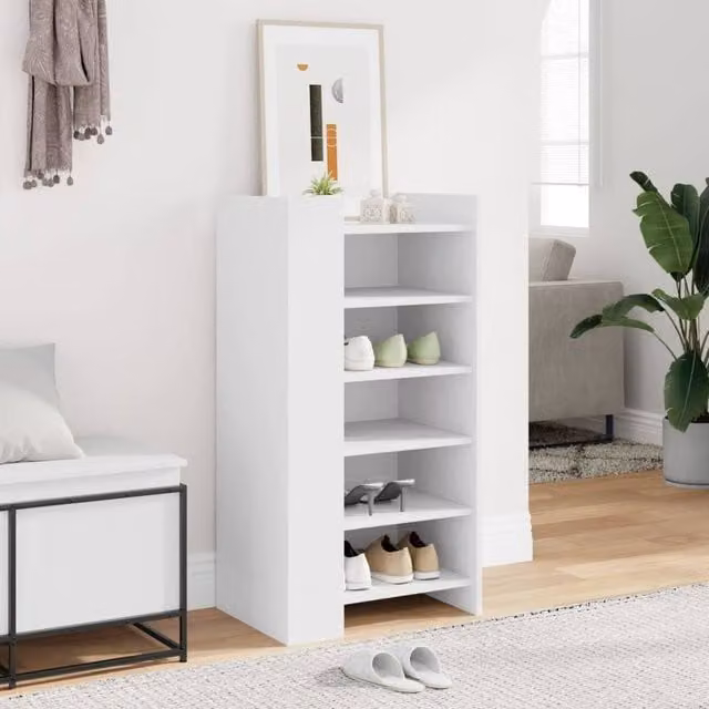 Berkfield Home White Minimalist Shoe Cabinet with Internal Shelves, W/D/H: 52 x 37.5 x 100 cm – 1