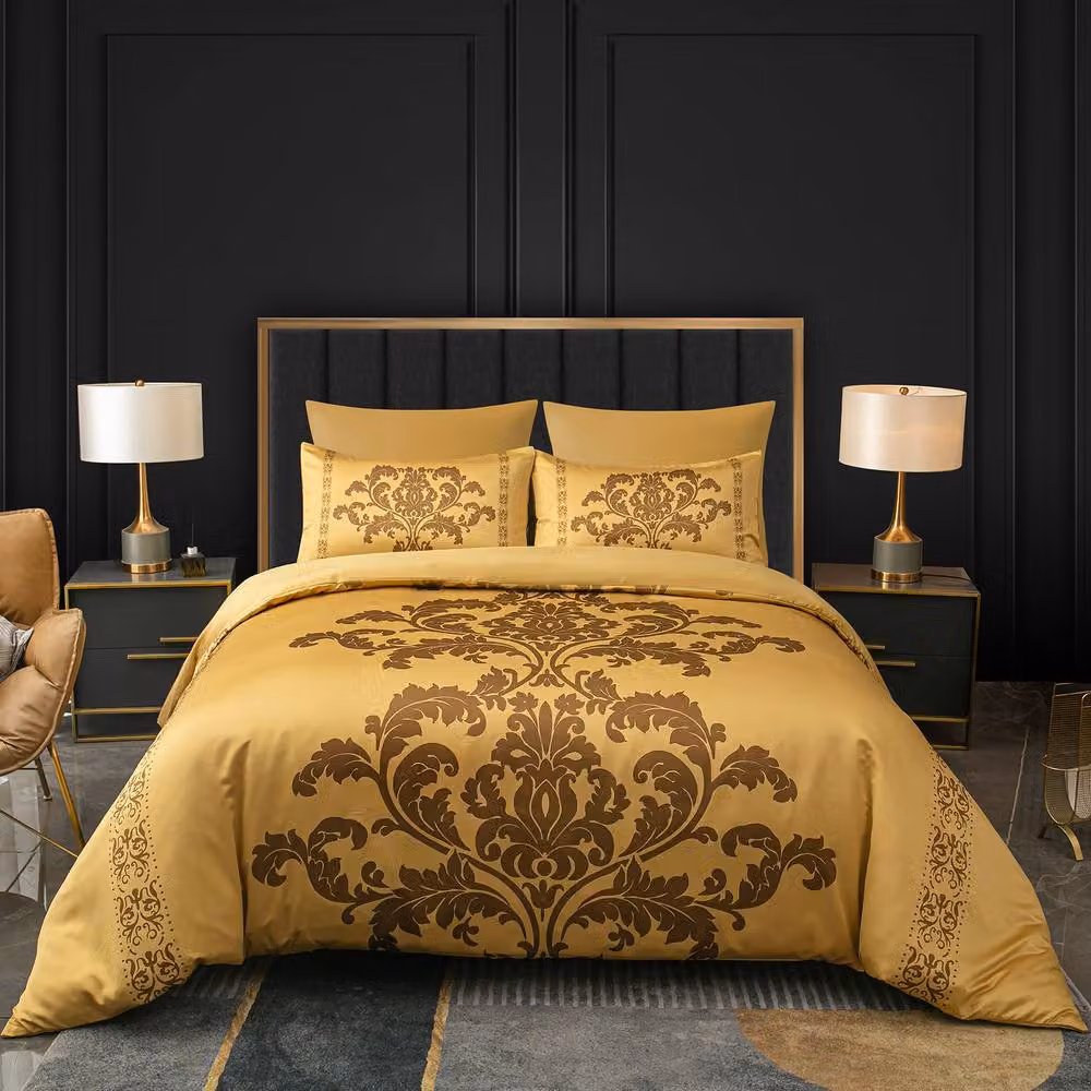 Grace Oeko-Tex Certified Ultrasoft Mako Satin Duvet Cover and Pillowcase Set in Gold, Double, W: 200 cm, H: 140 cm – 2