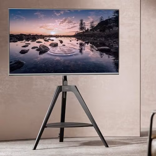 Ttap Tripod TV Stand with Shelf for up to 65 inch TVs, Black