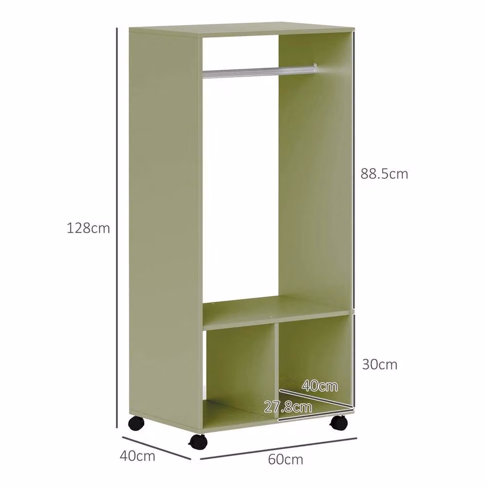 NESTLUNE Open Wardrobe Clothes Rail in Green, W: 100 cm, D: 15 cm, H: 128 cm – 2