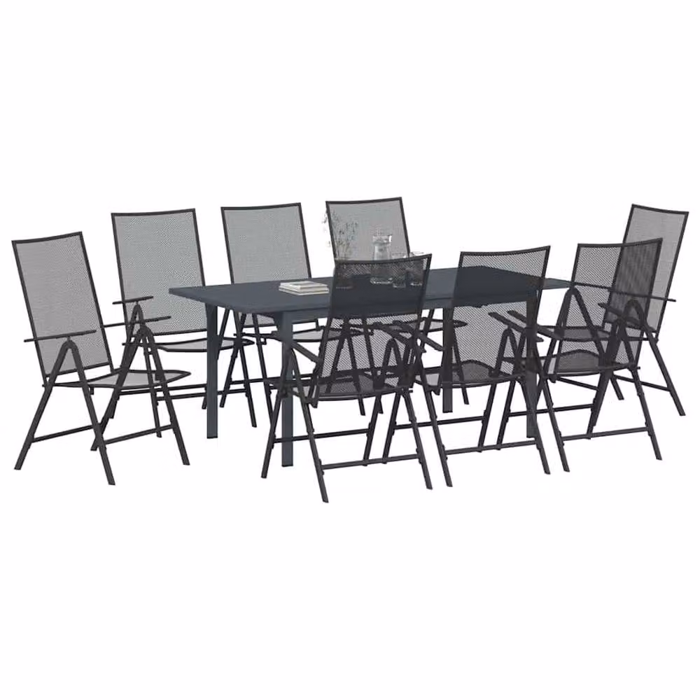 Berkfield Home 9 Piece Modern Garden Dining Set in Anthracite Grey Metal – 3