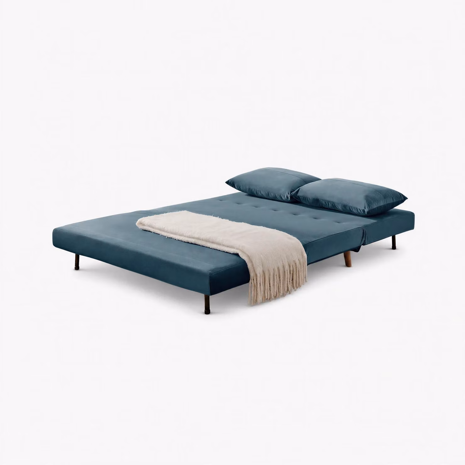 FurnitureboxUK Bobby Blue Velvet Double Click-Clack Folding Sofa Bed with Solid Wood Frame – 2