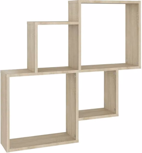Berkfield Home Wall Cube Shelf in Sonoma Oak, W: 80 cm, D: 15 cm, H: 78.5 cm – 1