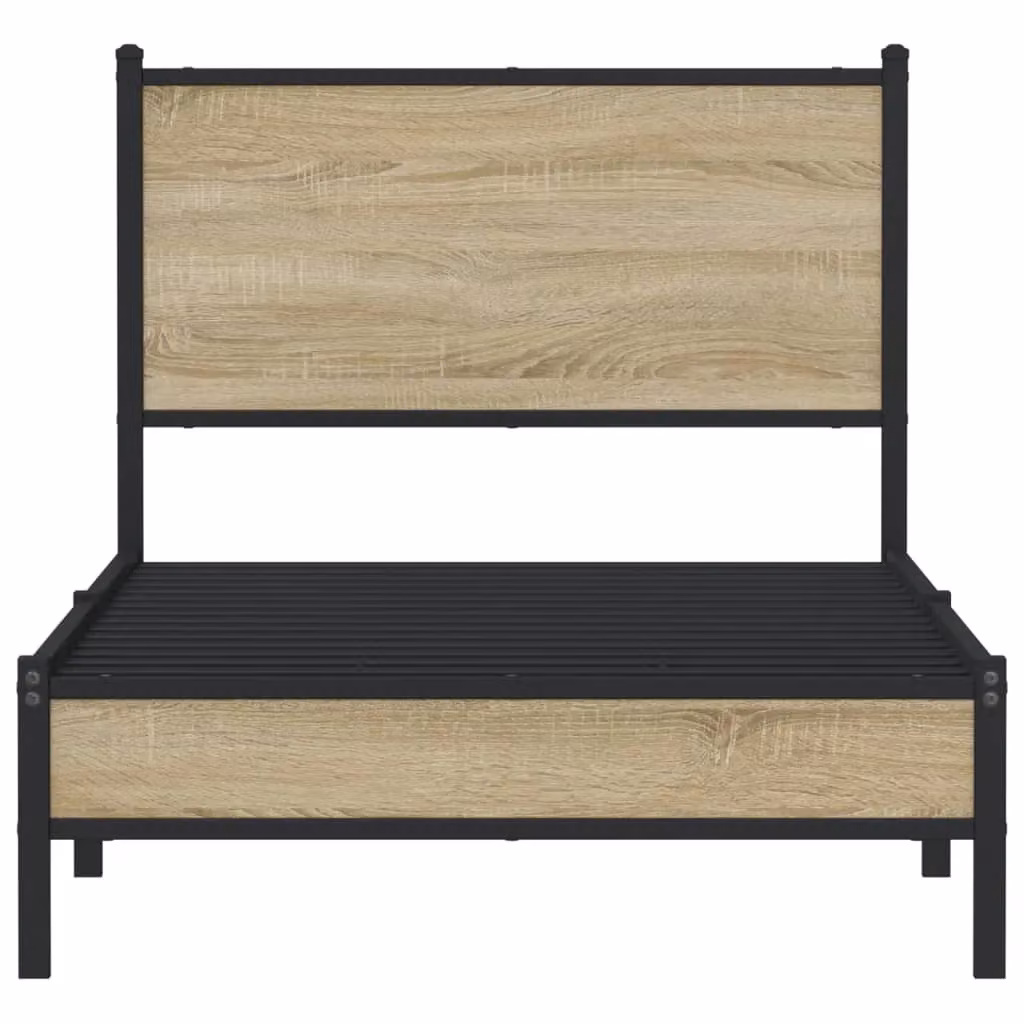 Berkfield Home Metal Bed Frame in Sonoma Oak Brown, W/D/H: 80 x 200 cm – 3
