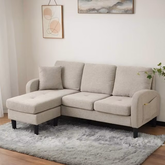 ModernLuxe Reversible L-shaped Corner Sofa with Chaise Lounge and Scatter Cushions, Multicolour Fabric 3-Seater