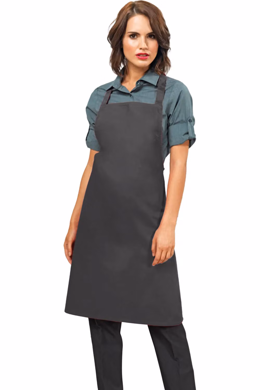 Premier Slim Cotton Workwear Apron without Pocket in Dark Grey – 2