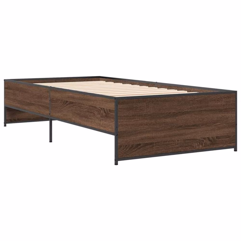 Berkfield Home Single Bed Frame in Brown Oak, W/D/H: 90 x 190 x 39.5 cm – 3