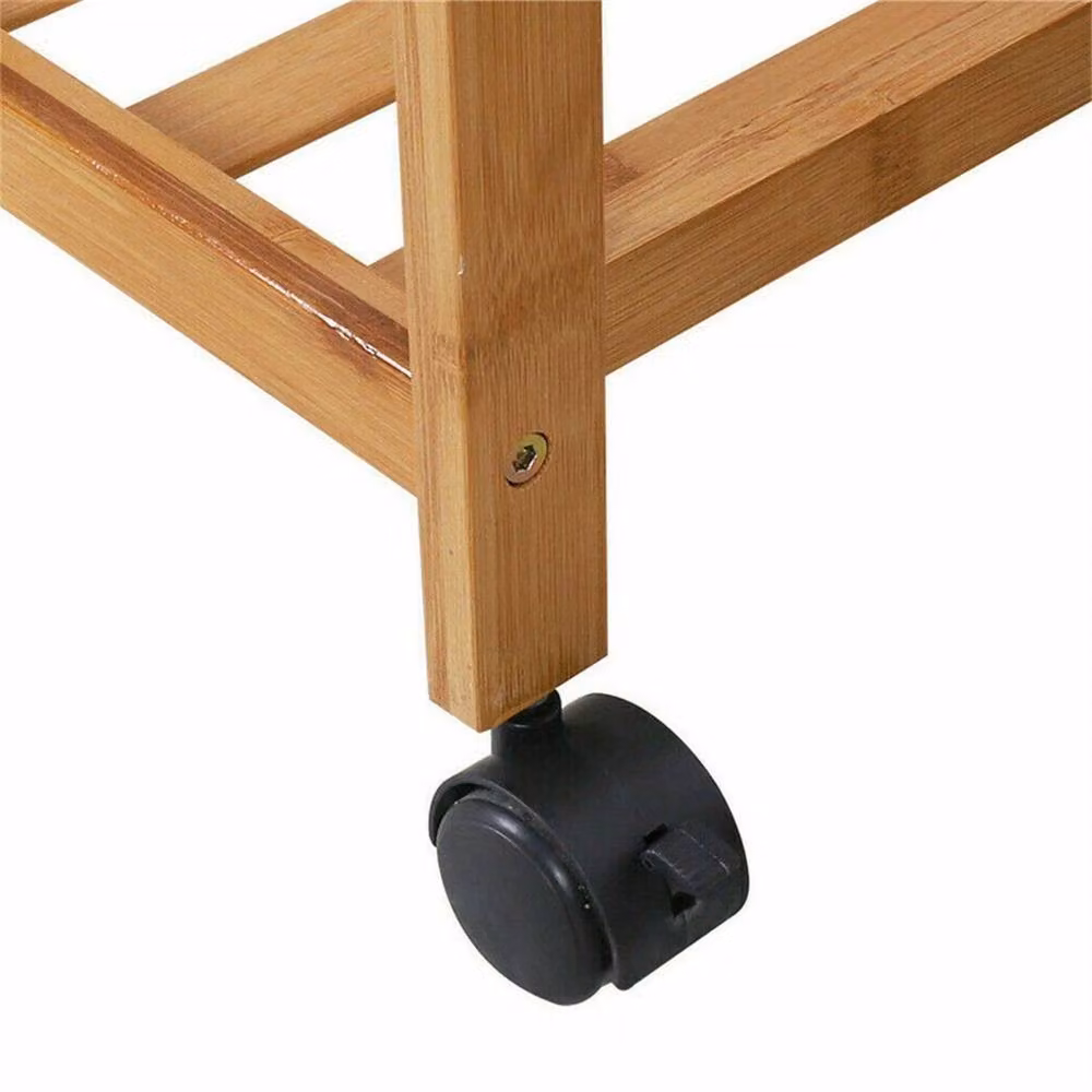 PAWNORA Bamboo Rolling Clothes Rack in Natural Wood, W/D/H: 78 x 37 x 165 cm – 3