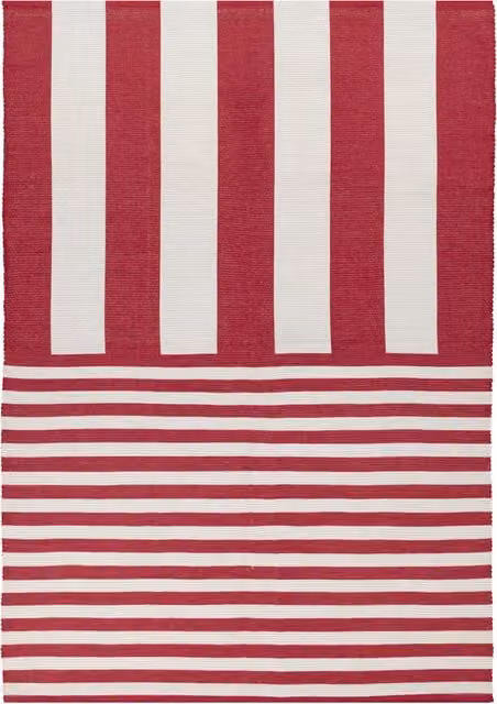 Make It A Home Striped Outdoor Rug in White and Red