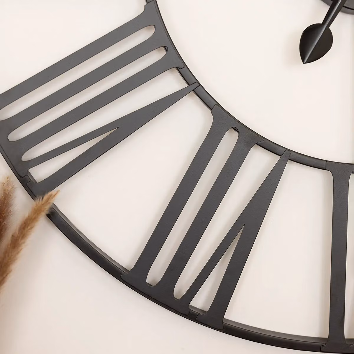 Charles Bentley Round Skeleton Wall Clock with Roman Numerals in Matte Black, Diameter: 80 cm – 2