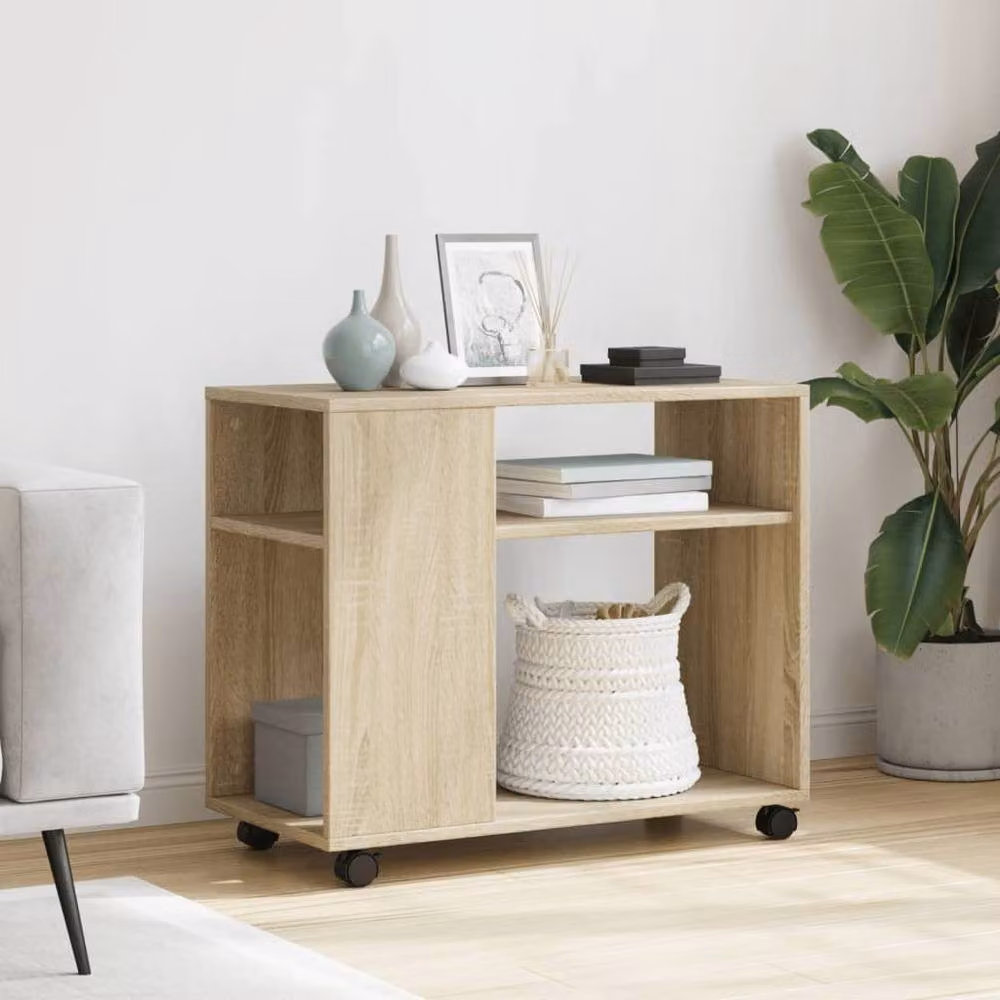 Berkfield Home Sonoma Oak Side Table with Wheels in Light Tan, W/D/H: 70 x 35 x 60 cm – 3