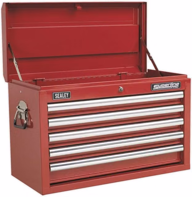Loops Red 5 Drawer Lockable Tool Chest Storage Unit Cabinet W: 66 cm, D: 31.5 cm, H: 42.5 cm – 1