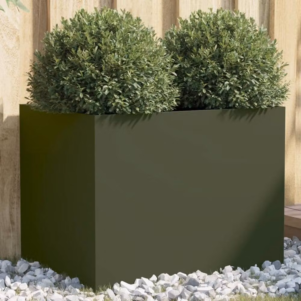 Berkfield Home Steel Planter Tub, Green, W: 62 cm, D: 47 cm, H: 46 cm – 2