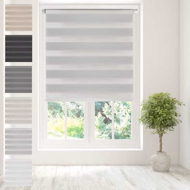 Caecus Day Night Zebra Duo Roller Blind in Grey, W: 100 cm, H: 160 cm