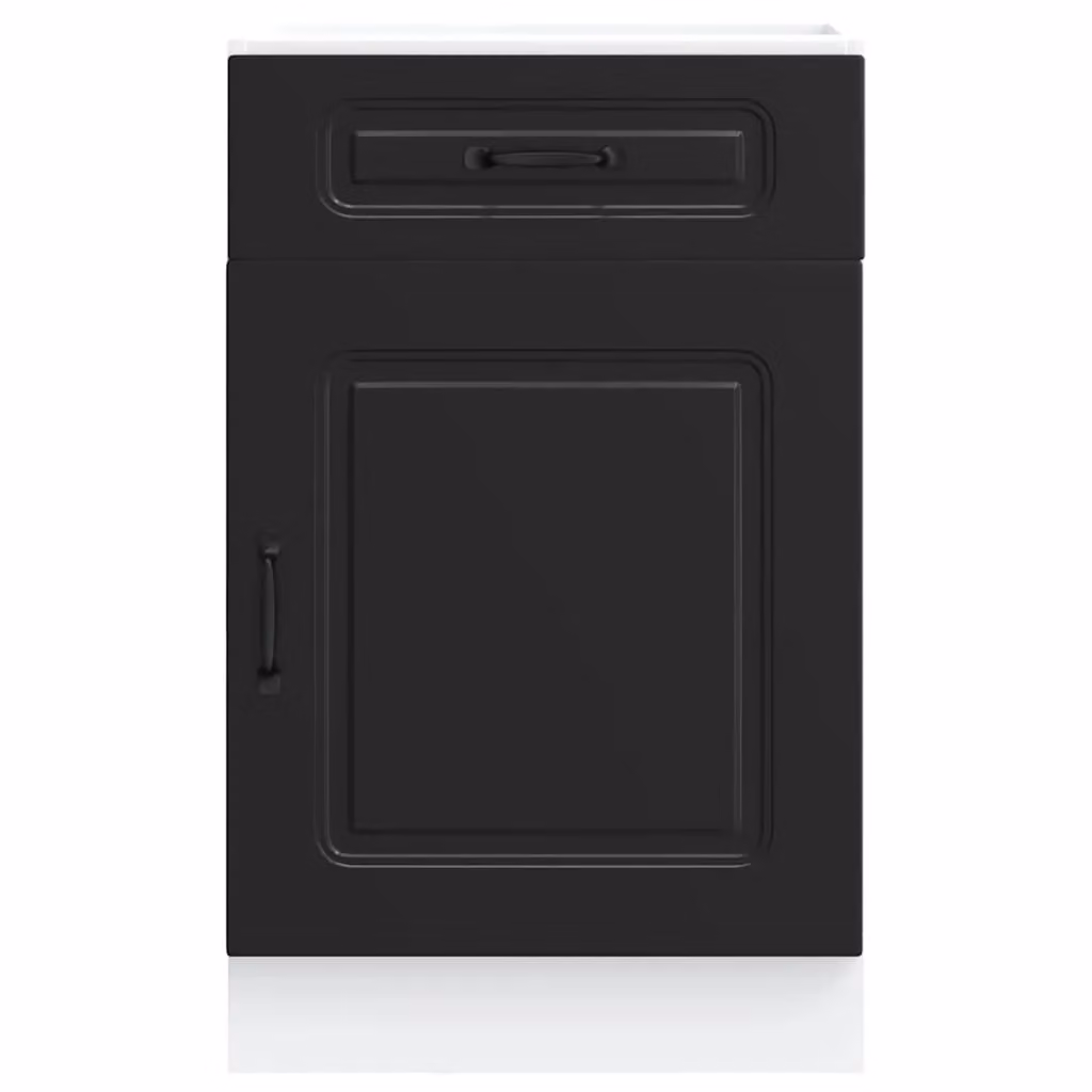 Berkfield Home Kalmar Black Matt MDF Freestanding Kitchen Base Unit with Hinged Doors and Internal Shelves – 3