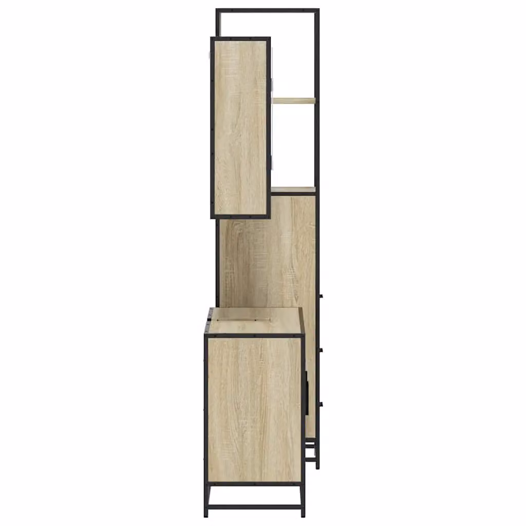 Berkfield Home 3 Piece Industrial Bathroom Furniture Set in Sonoma Oak and Brown – 3