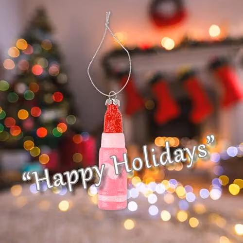 VFM e-Store Pink Lipstick Christmas Tree Hanging Ornament, H 11.5 x W 2.6 x D 2.6 cm – 4