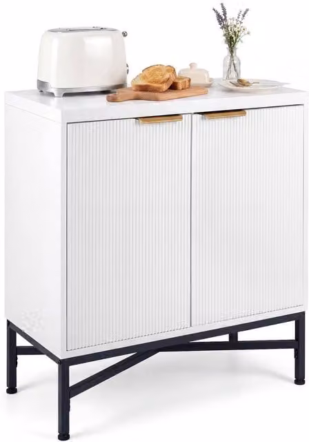Costway Modern Fluted Sideboard Buffet Cabinet with 2 Doors in White