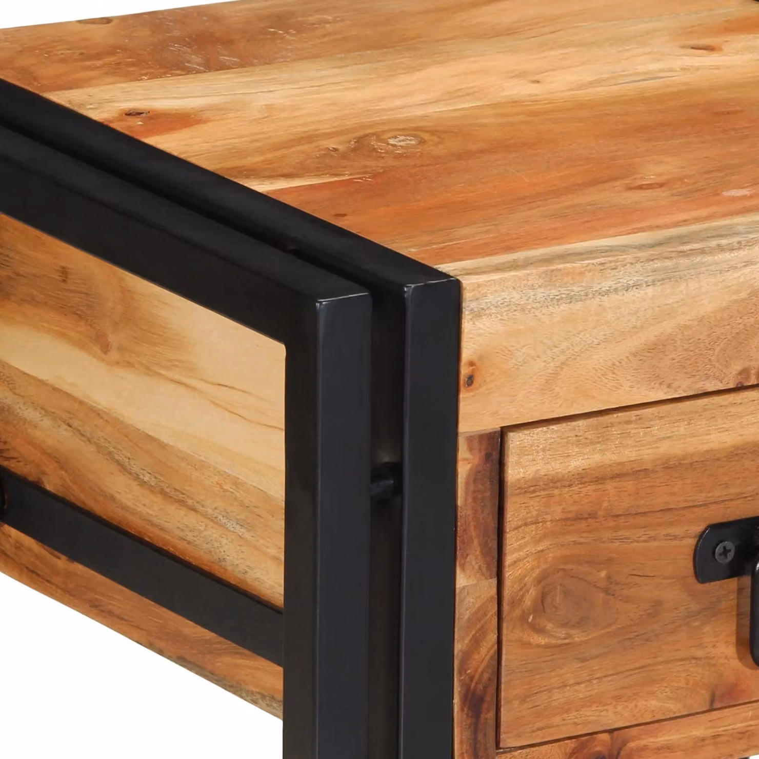 Berkfield Home Set of 2 Modern Solid Acacia Wood Nightstands in Brown, W/D/H: 40 x 35 x 50 cm – 5