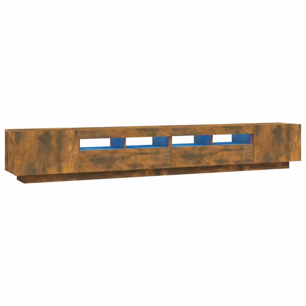 Berkfield Home 3 Piece Modern TV Cabinet Set in Brown Smoked Oak with Integrated LED Lighting – 2
