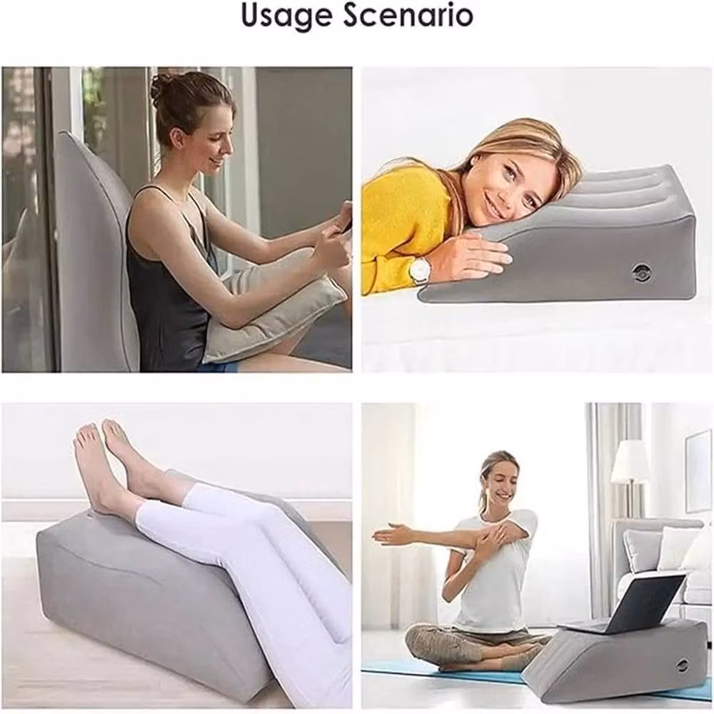 VOGREX Inflatable Elevated Leg Wedge Pillow in Grey for Hip, Knee and Leg Pain Relief – 3