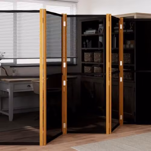 vidaXL 6-Panel Acacia Wood Room Divider, Black, H 180 cm x W 420 cm – 2