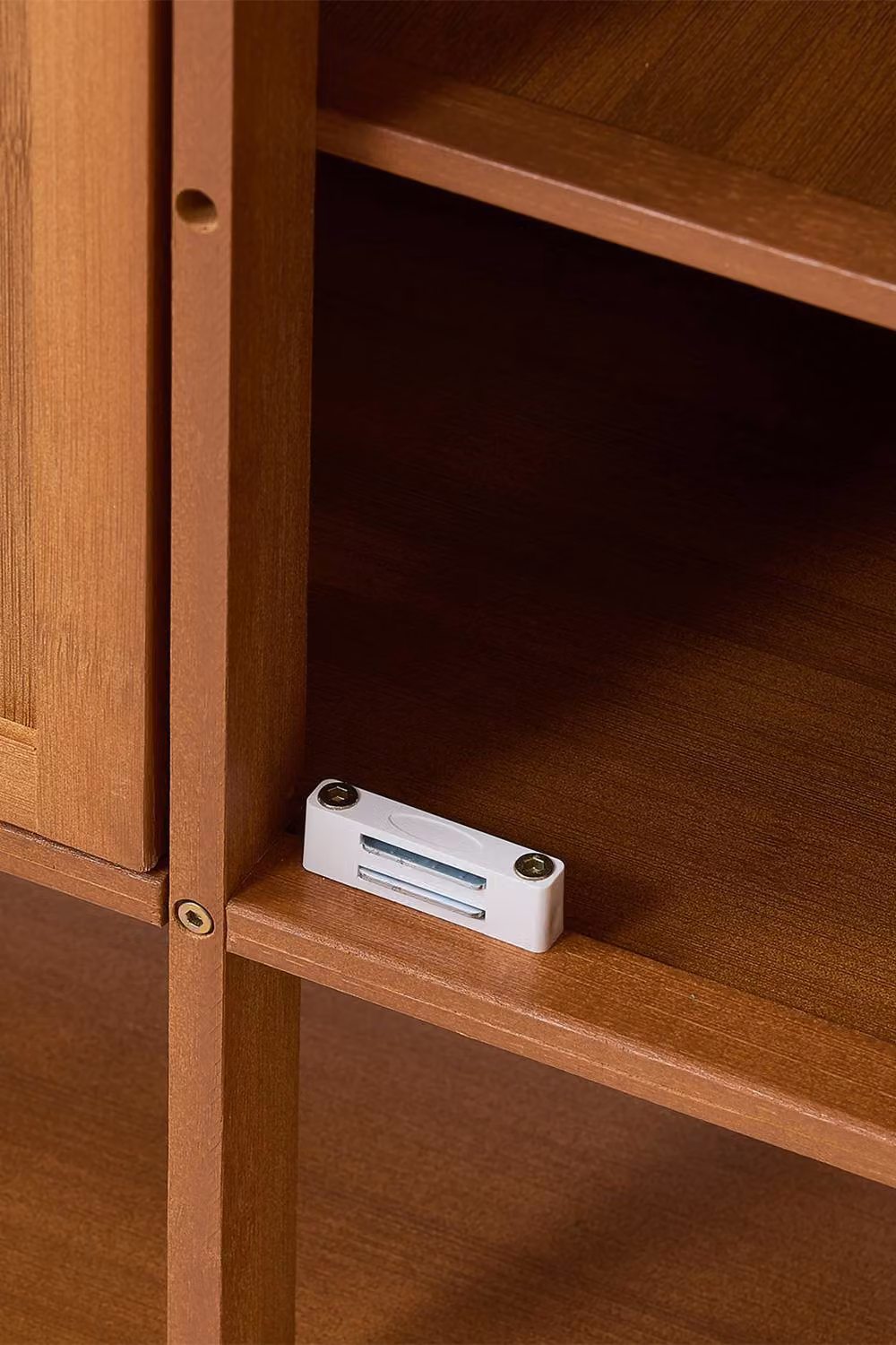 H&O Direct Modern Brown Bamboo Shoe Storage Cabinet with 3 Hinged Doors and Internal Shelves – 5