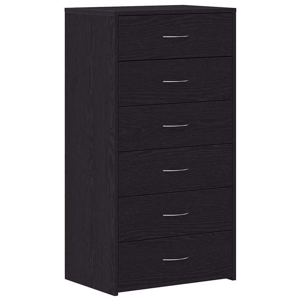 Berkfield Home Black Oak Sideboard with 6 Drawers, W/D/H: 50 x 34 x 96 cm – 2