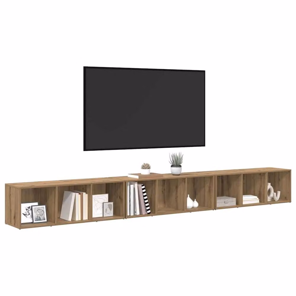 Berkfield Home 3-Piece Artisan Oak TV Cabinet in Brown, W/D/H: 37 x 35 x 107.5 cm – 3