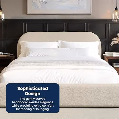 Flair Furnishings Alba Double Ottoman Bed Frame with Storage in Beige Boucle Fabric, W/D/H: 140 x 190 cm – 4