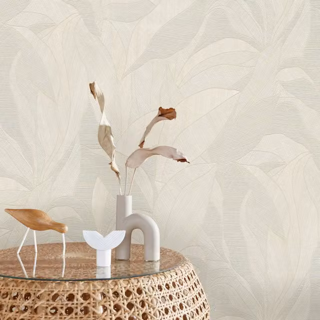Erismann Botanical Floral Vinyl Wallpaper in Beige