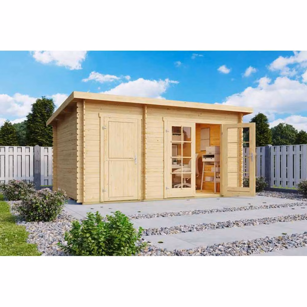Lasita Maja Ltd Belmont Log Cabin Garden Room and Home Office in Beige, W: 288.8 cm, D: 420 cm, H: 222.3 cm – 2