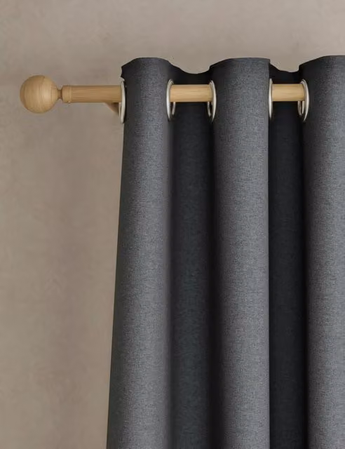 M&S Brushed Eyelet Ultra Thermal Blackout Curtains in Anthracite Grey