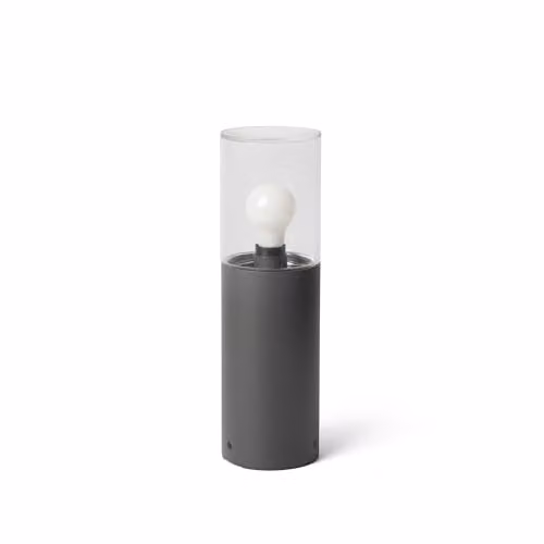 Faro Barcelona Kila Dark Grey Pedestal Lamp with Transparent Glass, Height: 40 cm, IP65, 2700K Warm White – 1