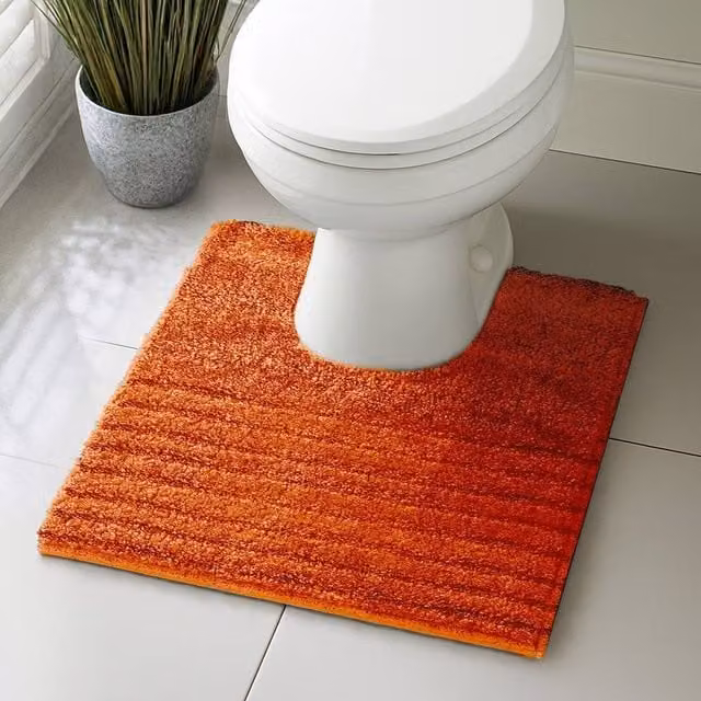 Velosso Linear Orange Microfibre Non-Slip Bath and Pedestal Mat, Small