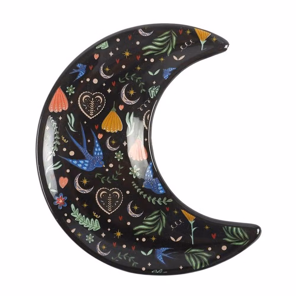 Uniqueful Midnight Bloom Floral Ceramic Trinket Dish in Multicolour and Black – 3