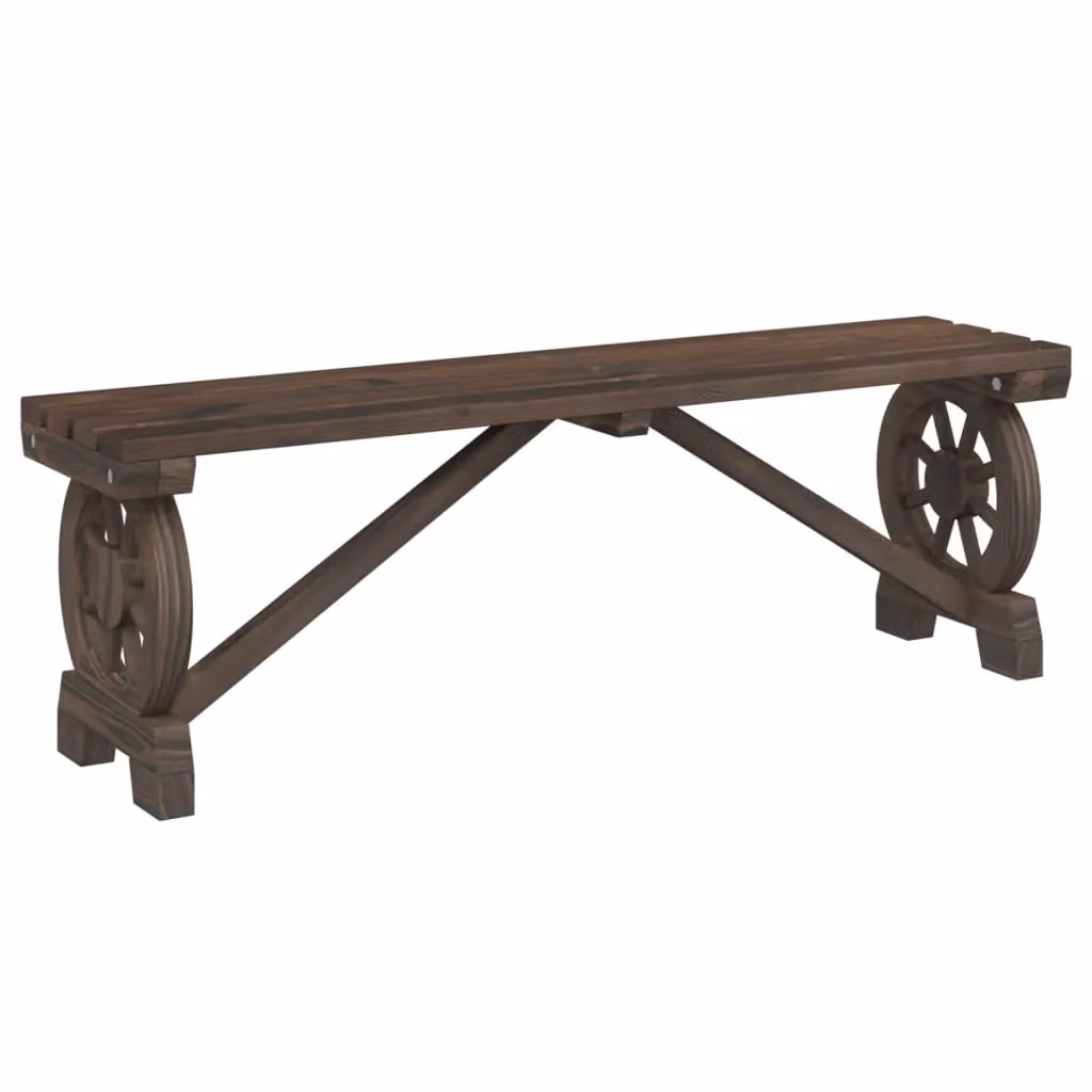 Berkfield Home Set of 2 Rustic Brown Solid Fir Wood Garden Benches – 3