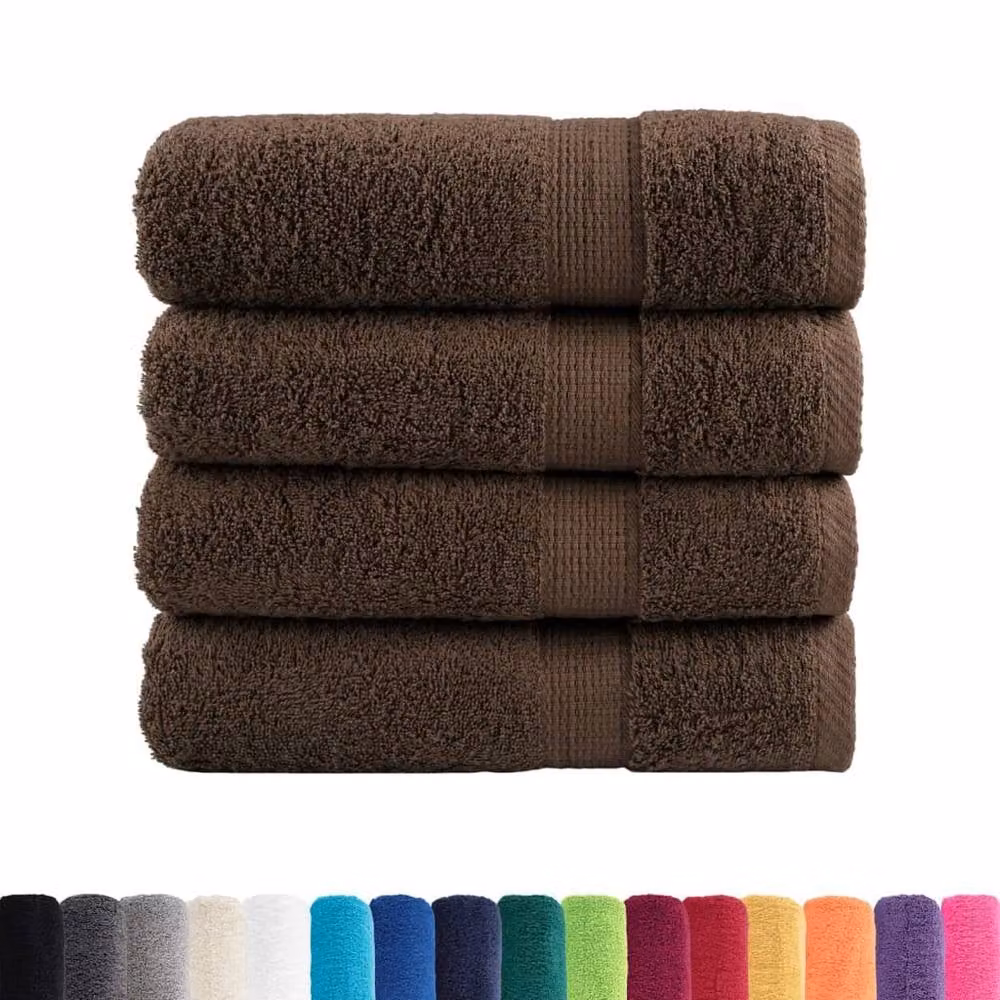 Berkfield Home SOLUND Premium Cotton Terry Hand Towels, Brown, 4 Pack, W: 50 cm, L: 100 cm, 600gsm – 3