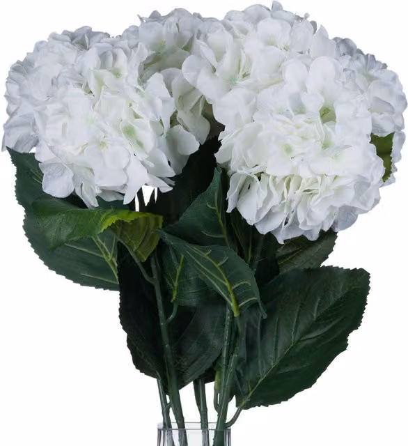 KDMK Small Head White Hydrangea Tabletop Floral Arrangement