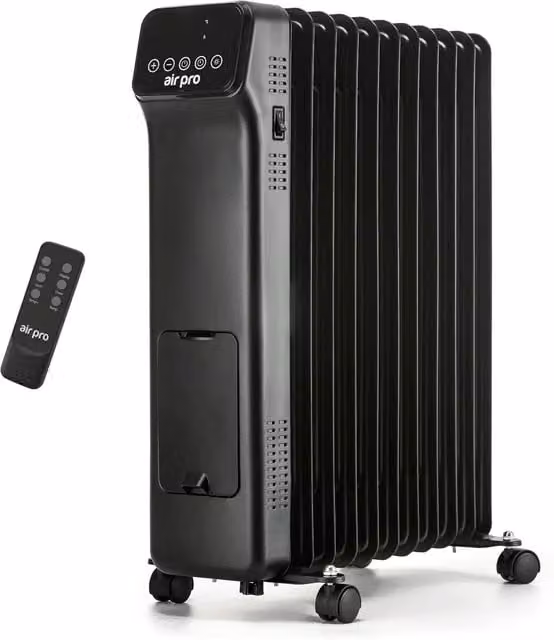Air Pro Black Oil Filled Radiator with Thermostat, Timer and Remote Control