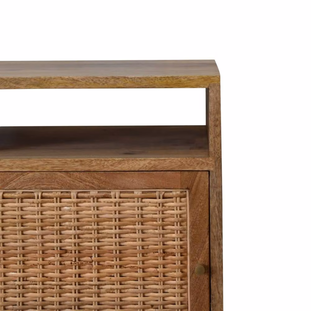 Wyld Haus Breil Natural Mango Wood Bedside Table with Rattan Door in Brown – 3