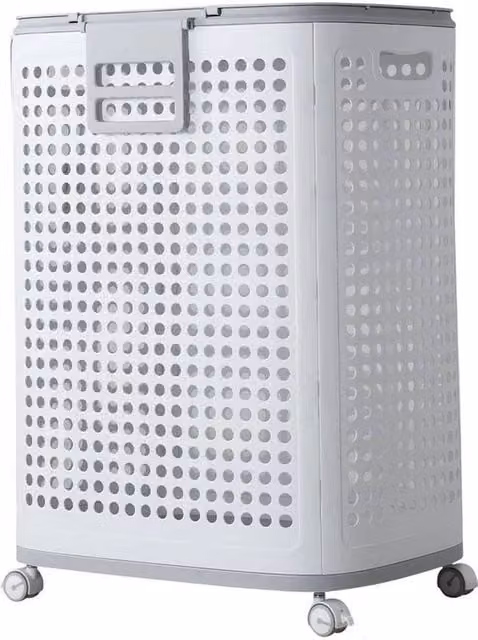 Kelvenix Extra Large Laundry Hamper with Handles, White, W/D/H: 42 x 33 x 60.5 cm