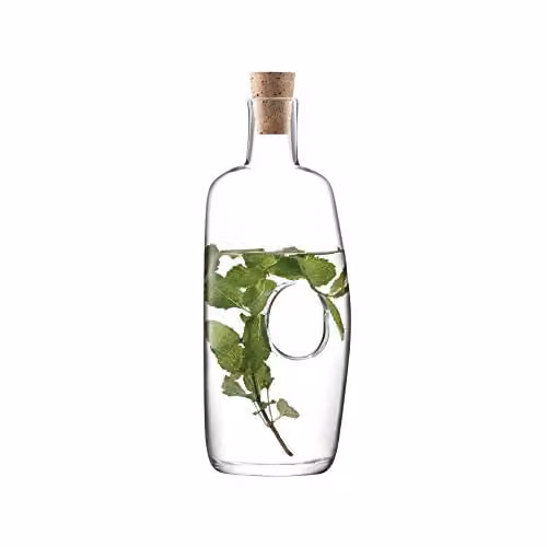 LSA International Void Glass Carafe and Cork Stopper, 1.1 l, Transparent